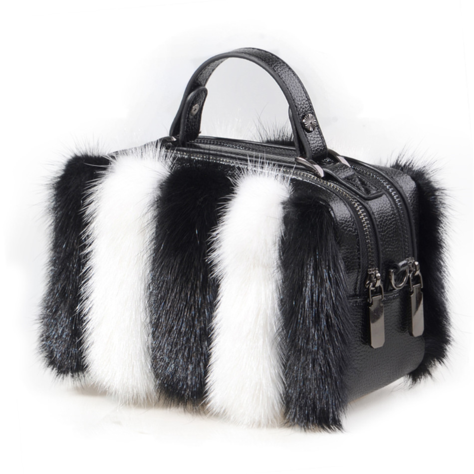 Women Bags Pk - Bolsa de Pele de Mink Natural