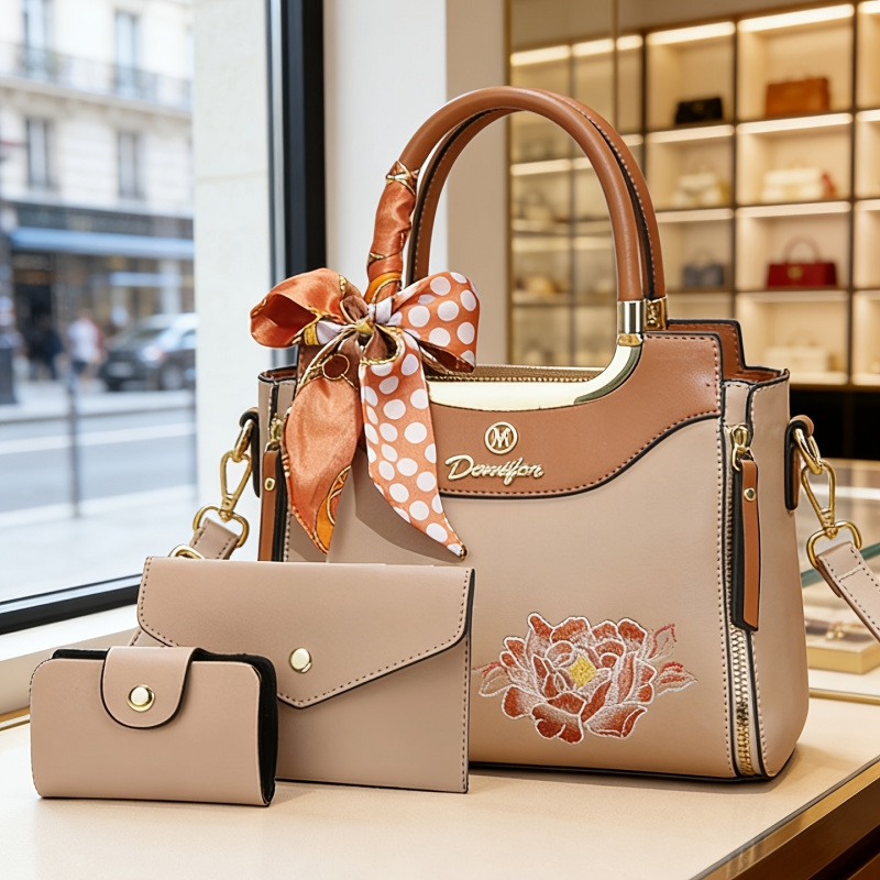 Women Bags Office - Conjunto de 3 bolsas bordadas de