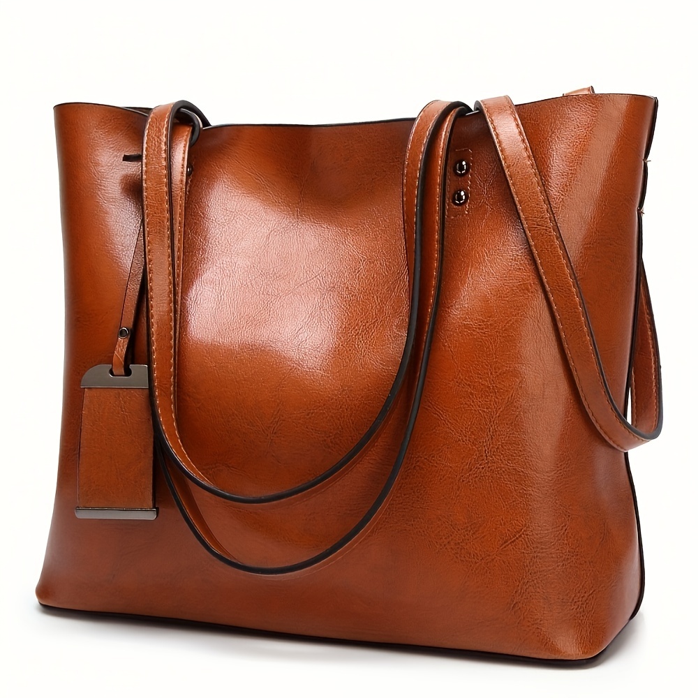 Women Bags Office - Bolsa de couro retrô clássica para