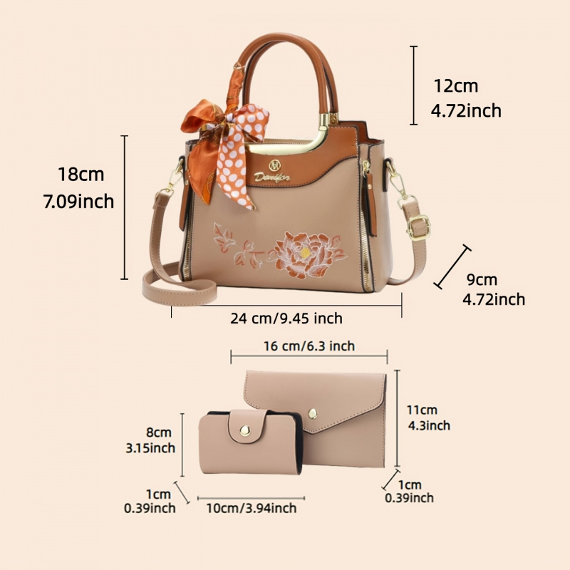 Conjunto de 3 bolsas bordadas  - Women Bags Office avaliação e preço