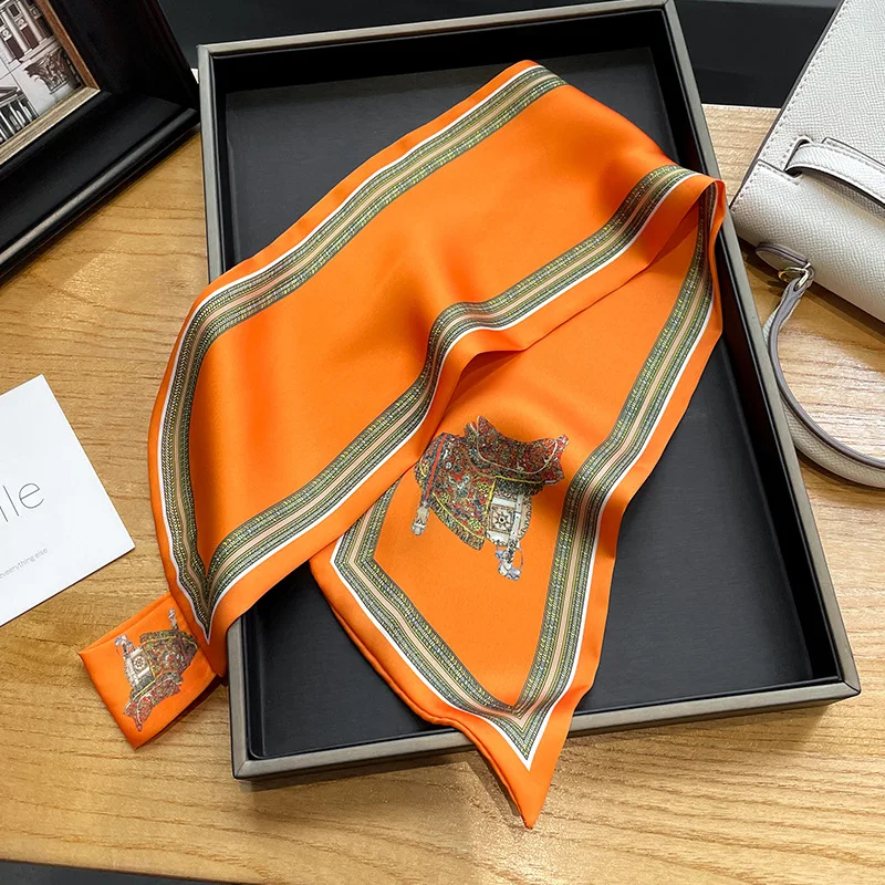 Lenço de seda magro com estamp - Women Bags Office avaliação e preço
