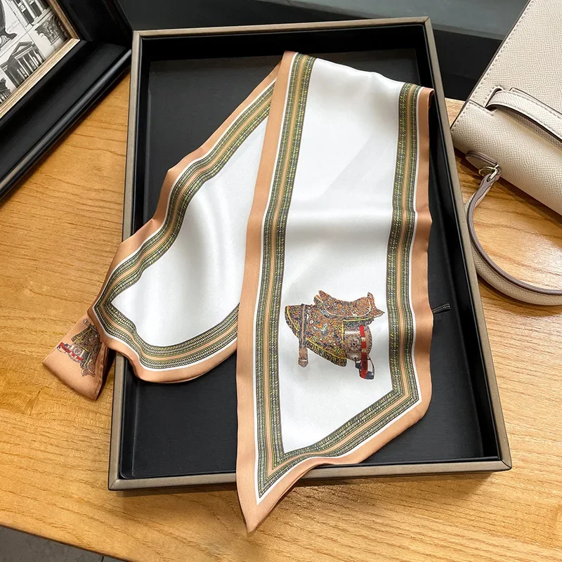 Lenço de seda magro com estamp - Women Bags Office avaliação e preço